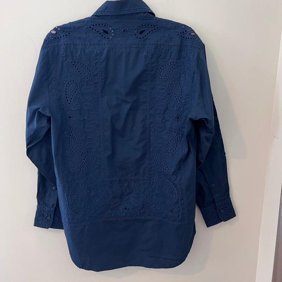 Rag & Bone Embroidered Button Down Top Eyelet Detail Shirt Small - Picture 7 of 9